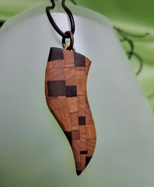 Schmuckanhänger Holzanhänger, Edelholzschmuck aus bunt Verleimt #5