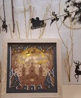 Lichterrahmen Weihnachtsmotiv Shadowbox Light Box beleuchtet 3D Optik Bilderrahmen