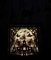 Lichterrahmen Weihnachtsmotiv Shadowbox Light Box beleuchtet 3D Optik Bilderrahmen