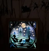 Lichterrahmen Nicolaus mit Schlitten Shadowbox Light Box beleuchtet 3D Optik Bilderrahmen #1