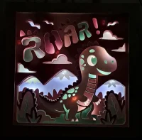 Lichterrahmen Dino Kinderzimmer Shadowbox Light Box beleuchtete 3D Optik Bilderrahmen