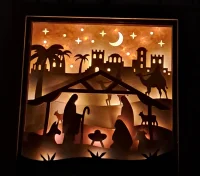 Lichterrahmen Stadt und Sternenhimmel Shadowbox Light Box beleuchtete 3D Optik Bilderrahmen