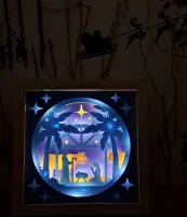 Lichterrahmen Krippe mit Stall Shadowbox Light Box beleuchtete 3D Optik Bilderrahmen