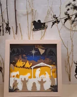 Lichterrahmen Krippe und leuchtender Stern Shadowbox Light Box beleuchtete 3D Optik Bilderrahmen