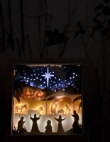 Lichterrahmen Krippe und leuchtender Stern Shadowbox Light Box beleuchtete 3D Optik Bilderrahmen