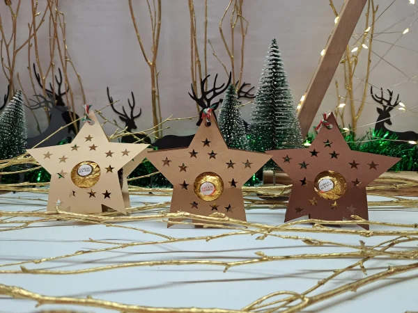 6 Stück Stern Nr. 1 „Pralinen“ Gastgeschenk Tischdeko Mitbringsel