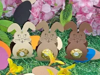 6 Stück Hasi Nr. 1 „Pralinen“ Gastgeschenk Tischdeko Mitbringsel