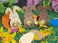 12 Stück Hasi Nr. 2 „Pralinen“ Gastgeschenk Tischdeko Mitbringsel