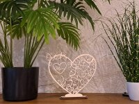 Muttertag Herz aus 4mm Pappelsperrholz im Blumendesign