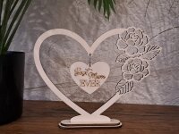 Muttertag Herz aus 4mm Pappelsperrholz mit Rosenblüten