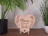 Muttertag Herz aus 3mm Birkensperrholz im Blumendesign...