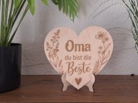 Oma Tag Herz aus 3mm Birkensperrholz im Blumendesign mit...